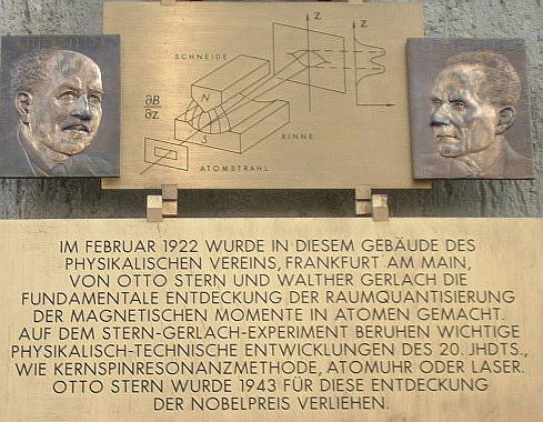 Plaque commémorative Stern et Gerlach